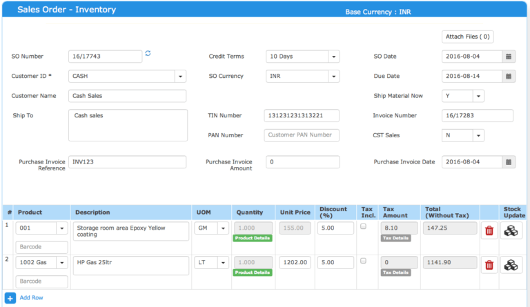 Create Sales order with Inventory Items for selling