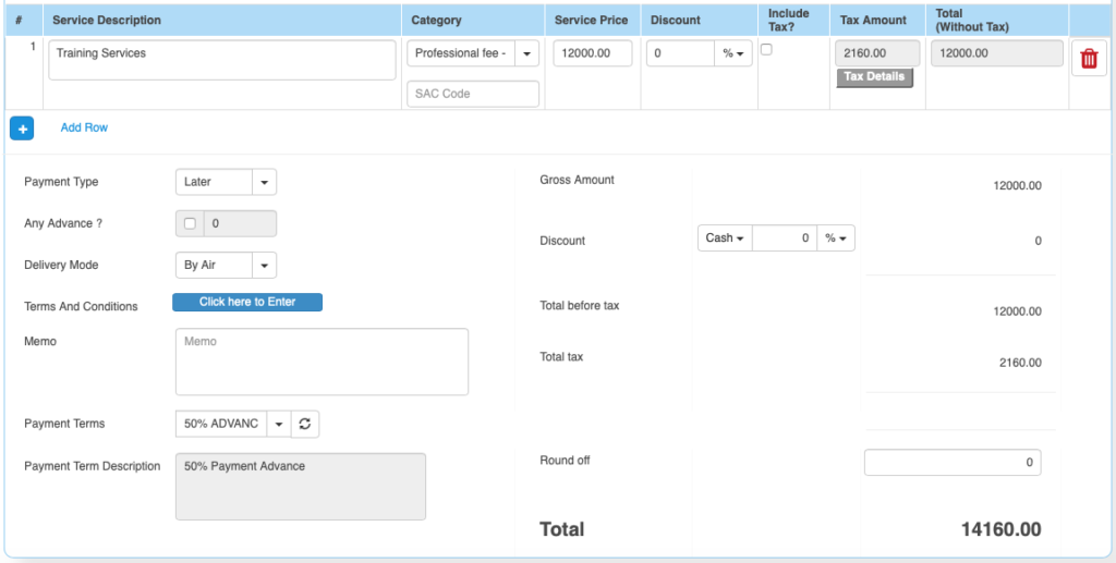 Direct Invoice - Service Invoice - Create without a Sales Order