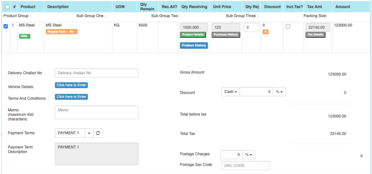 Convert a PO into a Purchase Order Receipt (POR) - ACTouch ERP Software